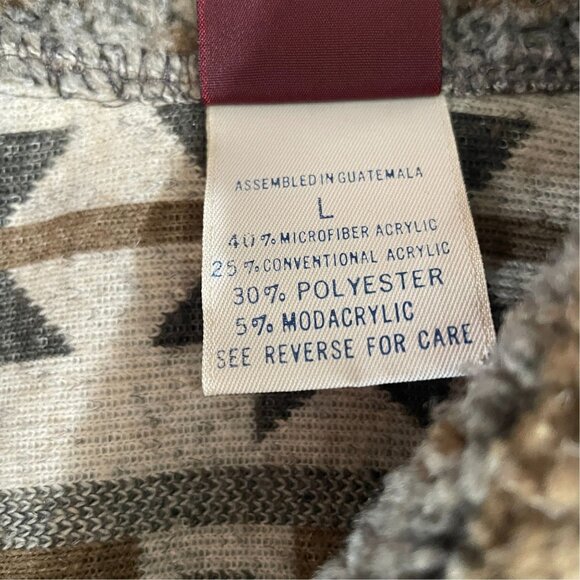 Vintage Palmettos Aztec Sherpa Fleece Jacket L Southwestern Winter Grunge Cozy - Picture 4 of 9